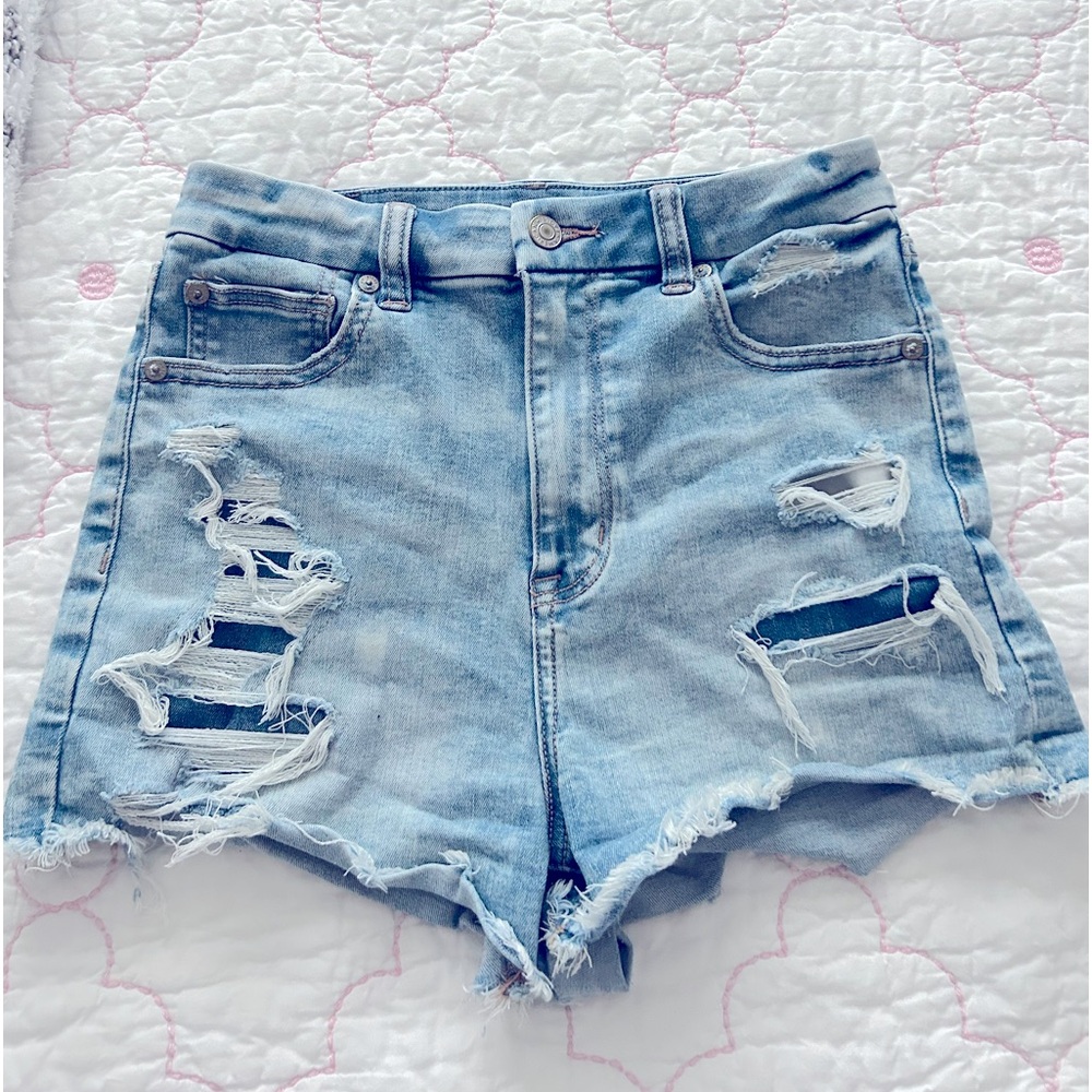 American Eagle Next Level Curvy High-Rise Denim Shortie Shorts